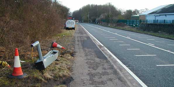 Demolished Gatso on A40