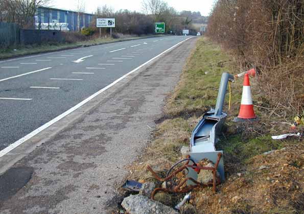 Demolished Gatso on A40