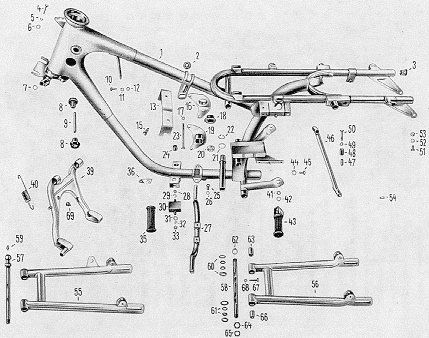 Chart 1 chassis (frame, rear swing arm)