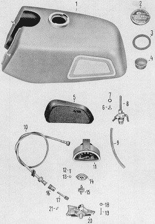 Chart 8 chassis (fuel tank, speedometer)